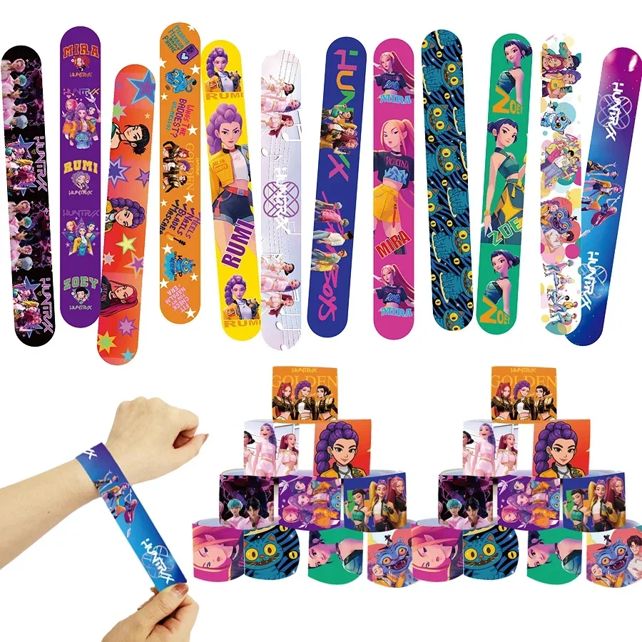 24/36/48pcs K-POP Demon Hunters Slap Bracelets Birthday Party Favors Gift Bag Christmas Stocking Fillers for Kids Snap Bracel